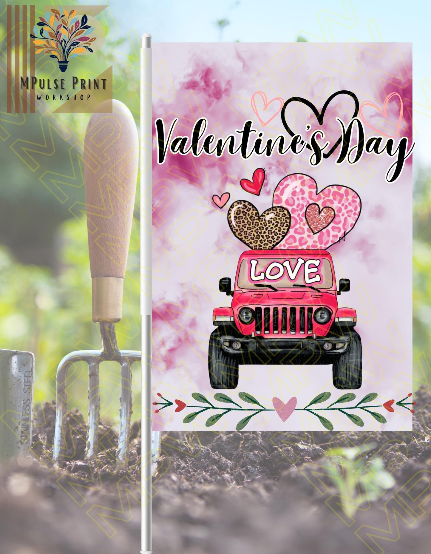 Valentines Day Garden Flag, Double Sided, 12IN (W) X 18IN (L); Pole not included