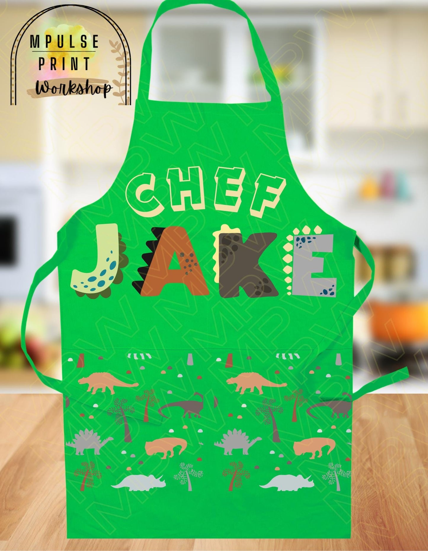 Youth Chef Apron with Custom name, featuring heavy-duty adjustable straps, thoughtfully hand-designed for durability and style.