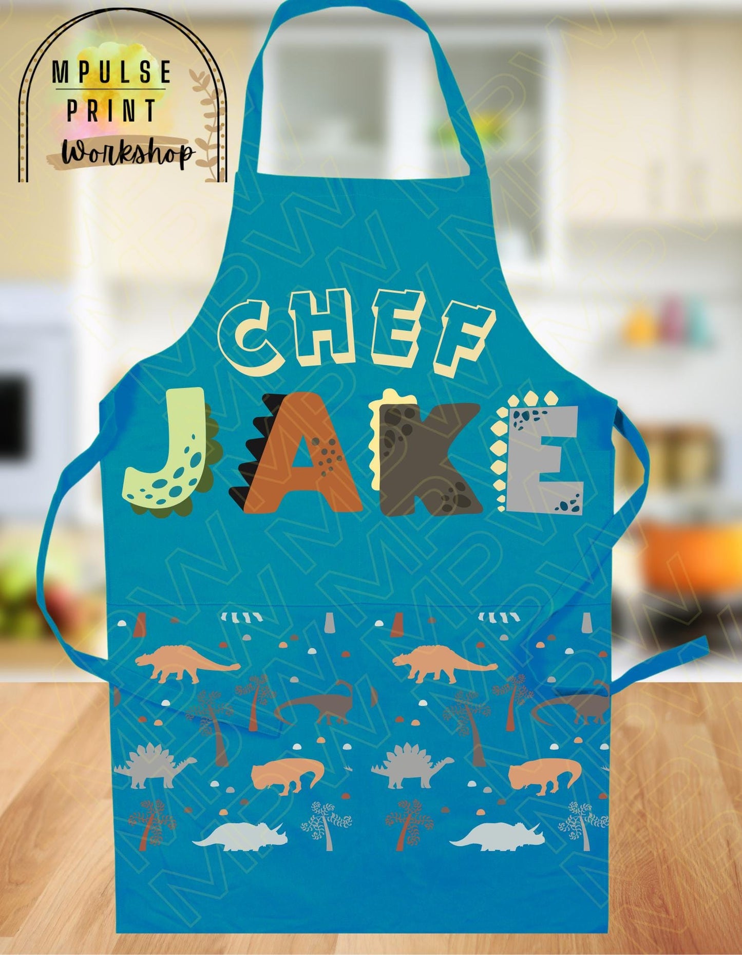 Youth Chef Apron with Custom name, featuring heavy-duty adjustable straps, thoughtfully hand-designed for durability and style.
