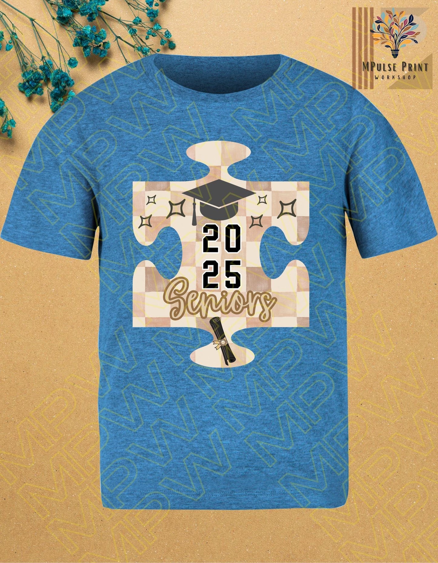 Teen & Adult Graphic T-Shirtl "2025 Senior"; 100% cotton, standard basic unisex fit