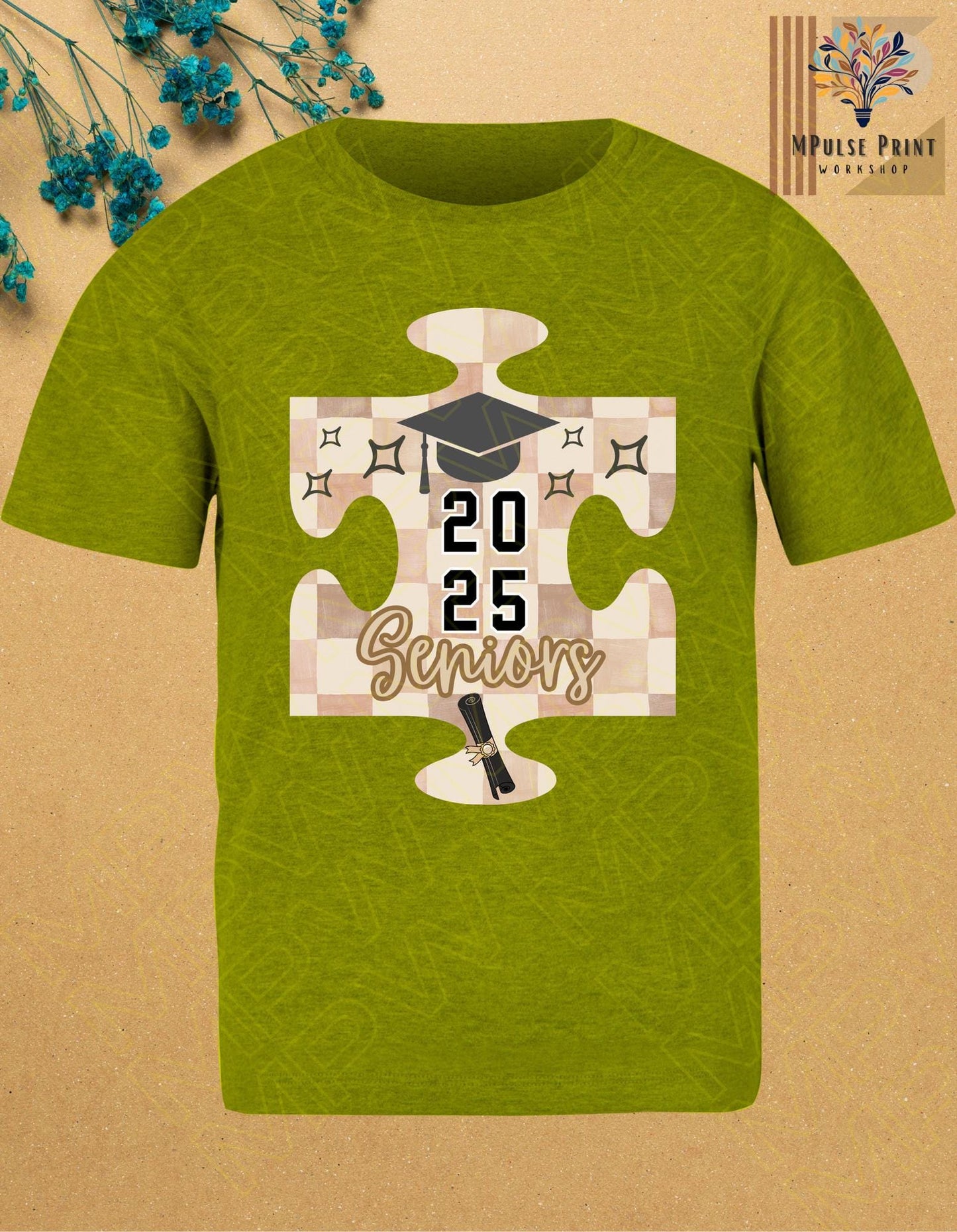 Teen & Adult Graphic T-Shirtl "2025 Senior"; 100% cotton, standard basic unisex fit