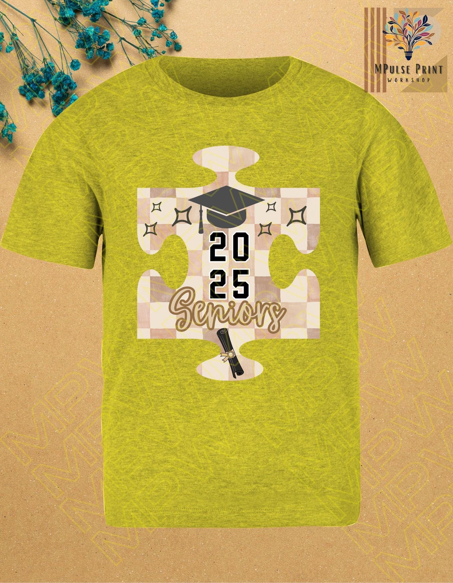 Teen & Adult Graphic T-Shirtl "2025 Senior"; 100% cotton, standard basic unisex fit