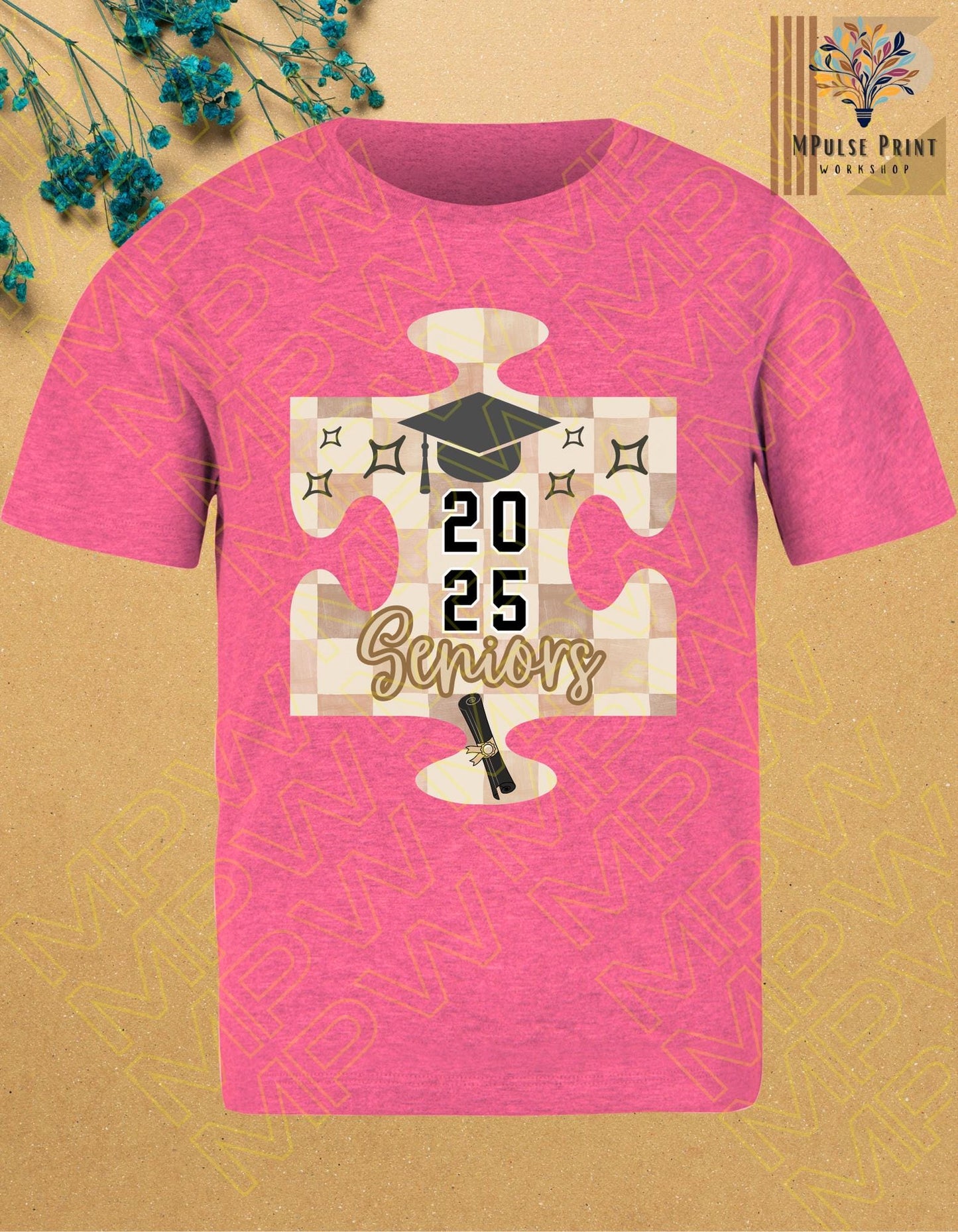 Teen & Adult Graphic T-Shirtl "2025 Senior"; 100% cotton, standard basic unisex fit