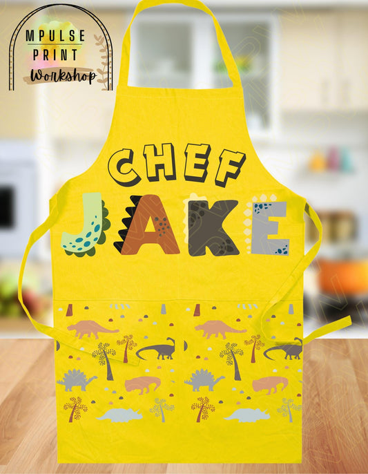 Youth Chef Apron with Custom name, featuring heavy-duty adjustable straps, thoughtfully hand-designed for durability and style.