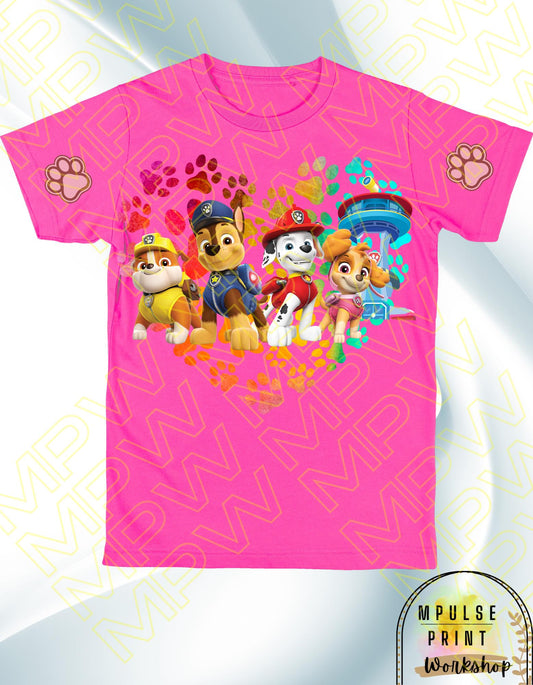 Youth Graphic  T-Shirt, Standard fit, Gender-Neutral, 100% cotton, featuring Cartoon art with Heart shaped background