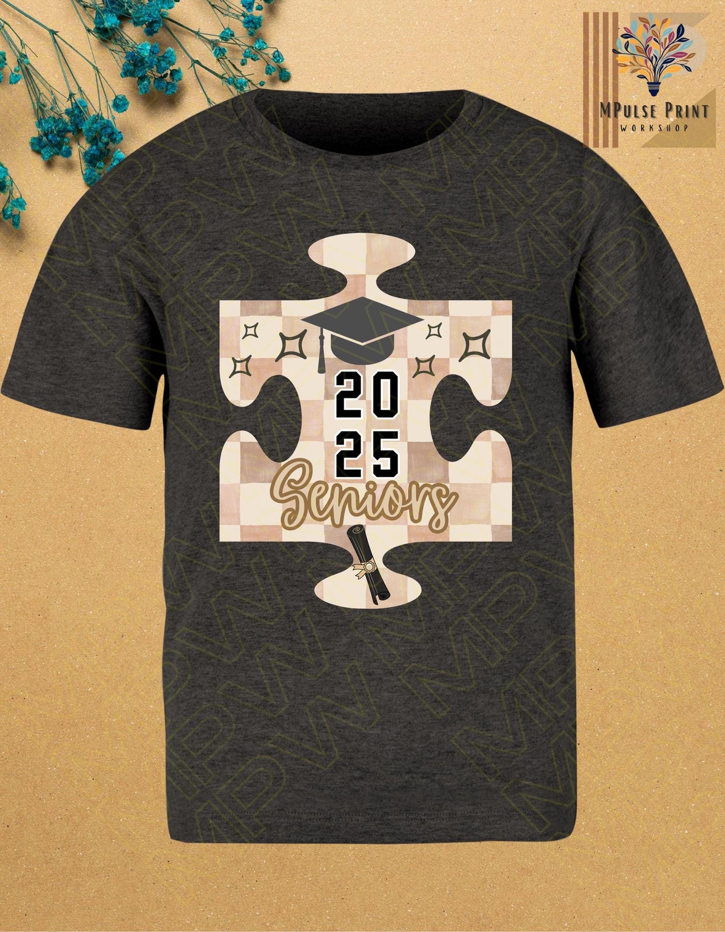 Teen & Adult Graphic T-Shirtl "2025 Senior"; 100% cotton, standard basic unisex fit