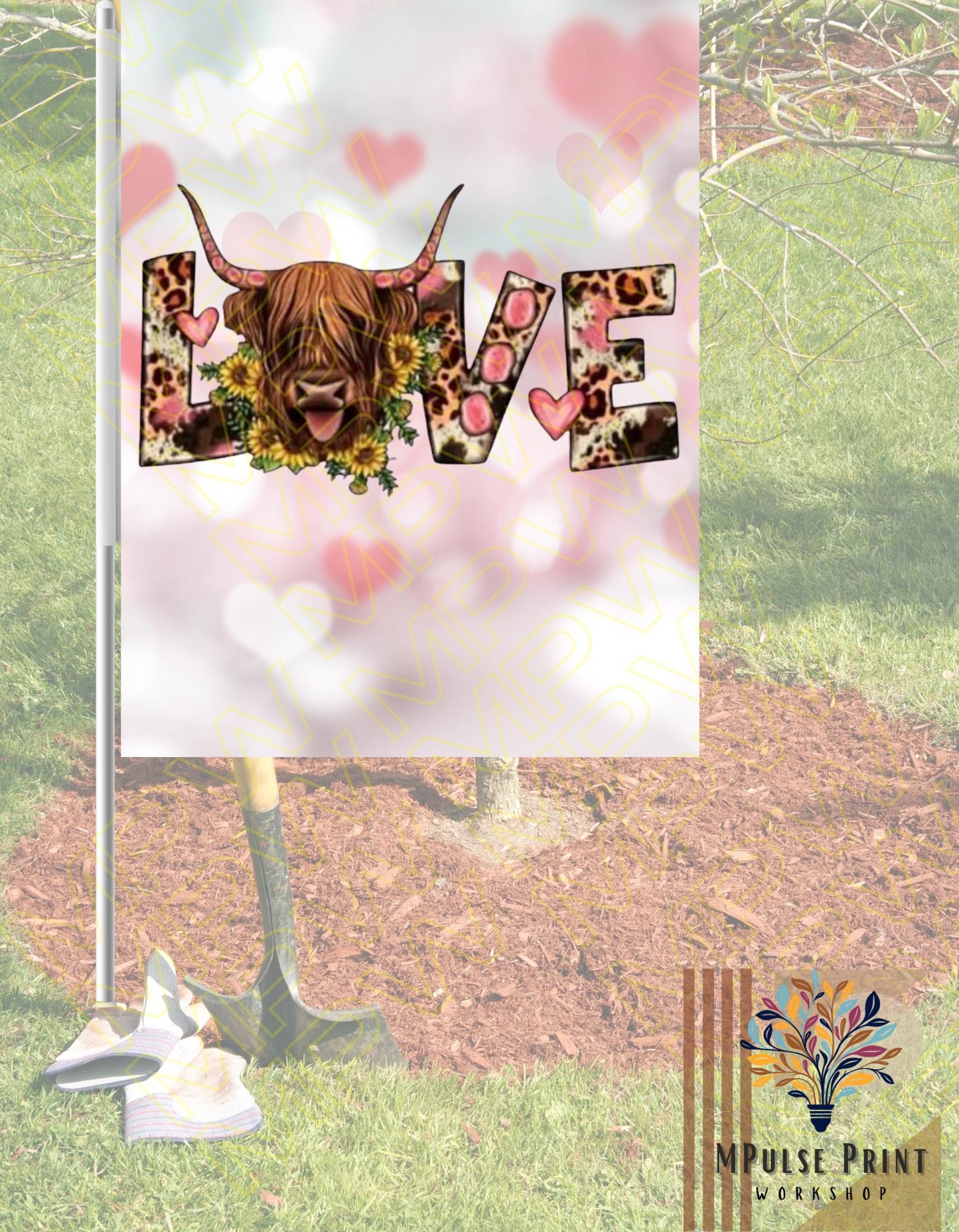 Valentines Day Garden Flag, Double Sided, 12IN (W)  X 18IN (L); Pole not included